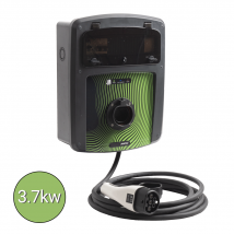 Ohmtec - Coffret De Recharge 3,7 Kw Avec Controleur De Charge Et Protection Électrique + Câble - Anthracite et vitre noir