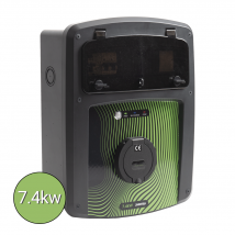 Ohmtec - Coffret De Recharge 7.4 Kw Avec Contrôleur De Charge Et Protection Électrique - Anthracite et vitre noir