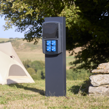 Ohmtec - Borne De Camping 4 Prises Cee 16a Avec Protection Par Disjoncteur Différentiel