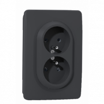 Ohmtec - Epure Prise Double Anthracite - Gris anthracite