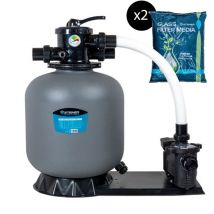 Steiner - Groupe De Filtration 0.6cv 11m³/h Ø450mm Vanne Top 6 Voies + Verre Filtrant 0,5-1,0mm 2x25 Kg