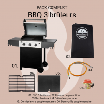 Roster - Pack Complet Bbq Gaz 3 Feux + Housse + Accessoires