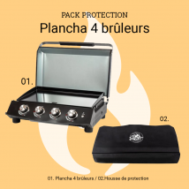 Roster - Plancha Gaz 4 Brûleurs 10kw Avec Couvercle + Housse