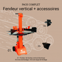 St Pierre du Champ - Pack Fendeur De Bûches Électrique Vertical 8t 3000w + Croix + Coin Large De Fendage