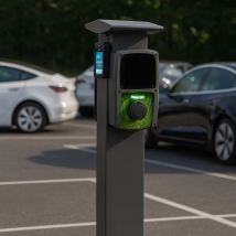 Ohmtec - Borne De Recharge Véhicule Électrique Avec Module De Paiement Par Carte Bancaire – 2 Prises T2s 7,4 Kw