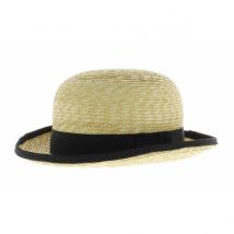 chapeau melon en paille ruban noir - Coustilleres - paille Paillele - 57 cm - Paille - France