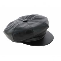 Casquette gavroche cuir noir - Traclet - Noir - 61 cm - Cuir - Italie