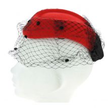 Chapeau E.VERLE PARIS rouge voilette pour soirée élégance