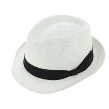 Chapeau Trilby Navagio Paille Papier Blanc - Fléchet - M - 56/57 cm - Paille - Italie