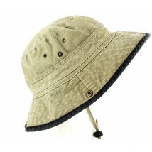 Bob Coton Broom Bicolore Beige/Anthracite Traclet - 57 cm - Coton - Chine