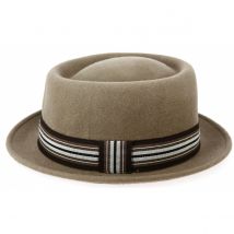 Chapeau Porkpie Crooner Taupe Aussie Apparel - XL - 60/61 cm - Feutre laine - Italie