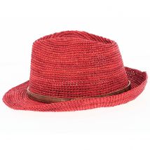 Chapeau Trilby Raphia Avignon Rouge Traclet - M - 56/57 cm - Raphia - Madagascar