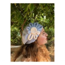 Béret Leïla Coton Fleur Bleu/Rose BeBeret - Taille unique - Coton - Europe