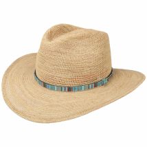 Chapeau Cowboy Raphia Crochet Paille Naturelle Stetson - XL - 60/61 cm - Paille Raphia - Chine