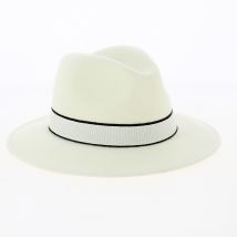 Fedora laine blanc -bandeau blanc