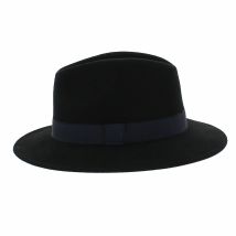 Fedora laine noir -bandeau marine
