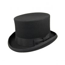 Chapeau Haut De Forme Feutre Laine Noir - Guerra - 58 cm - Feutre laine - Italie