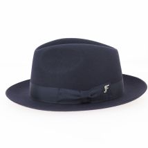 Chapeau Fedora Bogarte Marine - Flechet - 58 cm - Feutre poil - République Tchèque