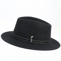Chapeau traveller ChazellessurLyon Noir - Flechet - S - 54/55 cm - Feutre laine - France