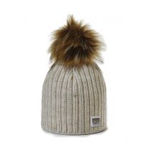 Bonnet à pompon Merry Strass Diamant Taupe Pipolaki