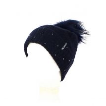 Bonnet Pompon Fourrure Bettina Laine Marine - Kristo - Taille unique - mohair/laine/Acrylique/polyamide - Italie