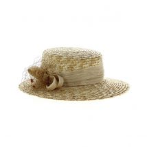 Canotier Sidonie Femme Paille Naturelle - Traclet - 55 cm - Paille - France