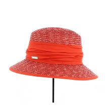Chapeau cloche Erza paille naturelle corail - Traclet - Taille unique - Paille - Chine