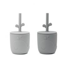 Peekaboo Trinkbecher mit Strohhalm Wally - 2-pack - Grey