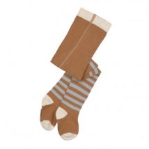 Strumpfhose Half Striped Caramel & Light blue - GOTS