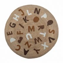 Runder Juteteppich - Alphabet