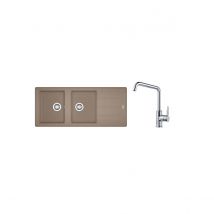 Franke - Pack Basis Fragranit Bfg621 + Mitigeur - Evier de Cuisine à Encastrer - Pack Basis Fragranit Bfg621 + Mitigeur Urban à Bec - Coloris : Marro