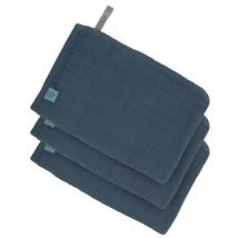 Laessig - Set van 3 tetra washandjes - Marineblauw