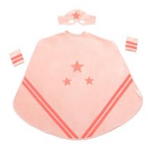 Nobodinoz - Fluwelen superhelden kostuum set - Bloom pink