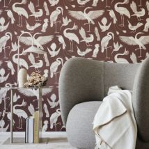 Ferm Living - Katie Scott behangpapier - Birds - Dusty Red