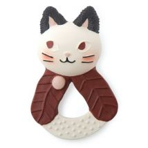 Moulin Roty - Koddige kat bijtring in natuurrubber - Après la pluie