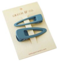 Grech & Co - Blauwe set van 2 haarclips - Light blue