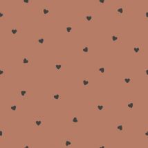 Lilipinso - Behangpapier Minima - Black hearts -Terracotta