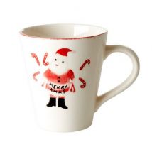 Rice - Keramische Mok - Wit - Santa And Candy Cane Print