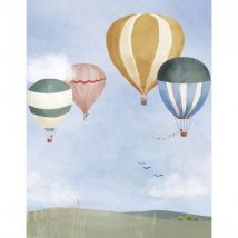 MIMI'lou - Panorama behang Hot Airballoons aquarelle - Large - 200x250cm