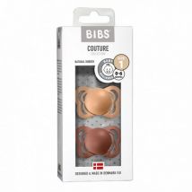 BIBS - Set van 2 BIBS Couture tutjes in natuurrubber - Peach & Woodchuck maat 1
