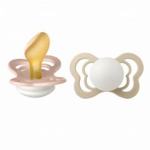 BIBS - Set van 2 BIBS Couture tutjes in natuurrubber - Glow in the dark - Blush & Vanilla maat 1