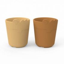 Done by Deer - Kiddish mini beker Croco - 2-pack - Mustard