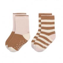 Laessig - Anti-slip sokken pink & caramel - Set van 2 paren - GOTS 23/26