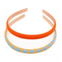 Grech & Co - Haarbanden Checks Laguna & Wheat - Set van 2