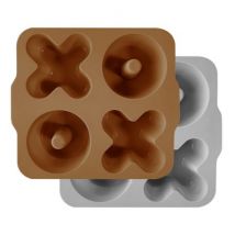 Minikoioi - Set van 2 siliconen bakvormen XOXO - Woody Brown & Powder Grey