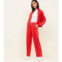 Women's Red Satin Piped Side Wide Leg Joggers New Look