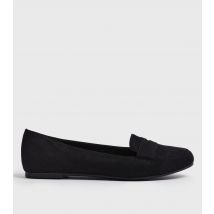 Women's Black Suedette Penny Loafers Vegan New Look