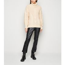 Women's Black Coated Leather-Look Trousers NA-KD New Look