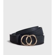 Black Leather-Look Double Circle Belt New Look