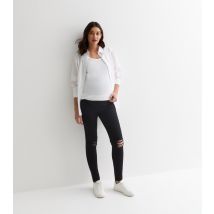 Women's Maternity Black Lift & Shape Ripped Over Bump Emilee Jeggings New Look
